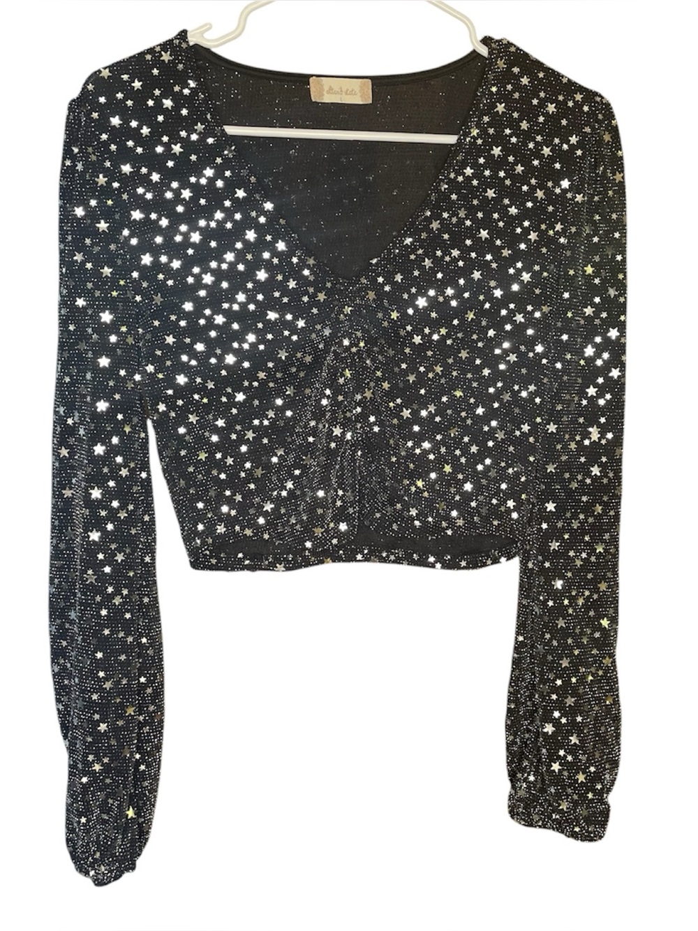 Altar’d State black star cropped long sleeve blouse top whimsigoth L